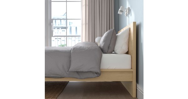 IKEA MALM Bed frame 196x209 high white stained oak veneer Luroy